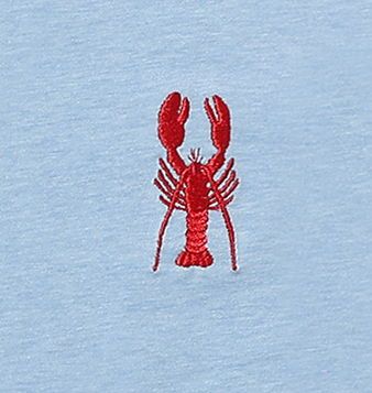 Blue Embroidered Lobster Tee