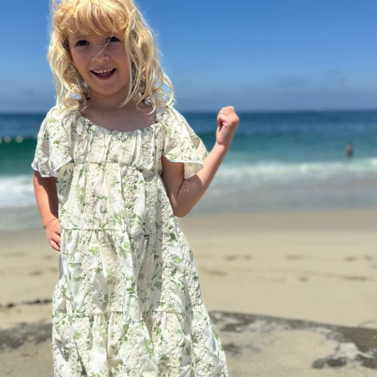 Sierra Green Print Eyelet Dress
