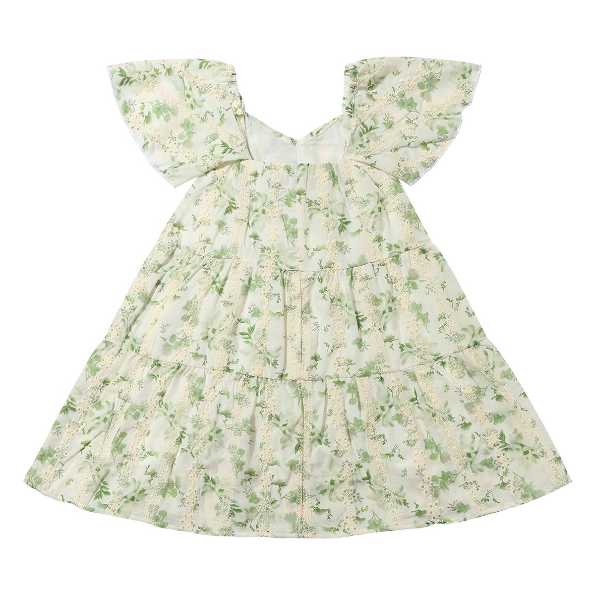 Sierra Green Print Eyelet Dress