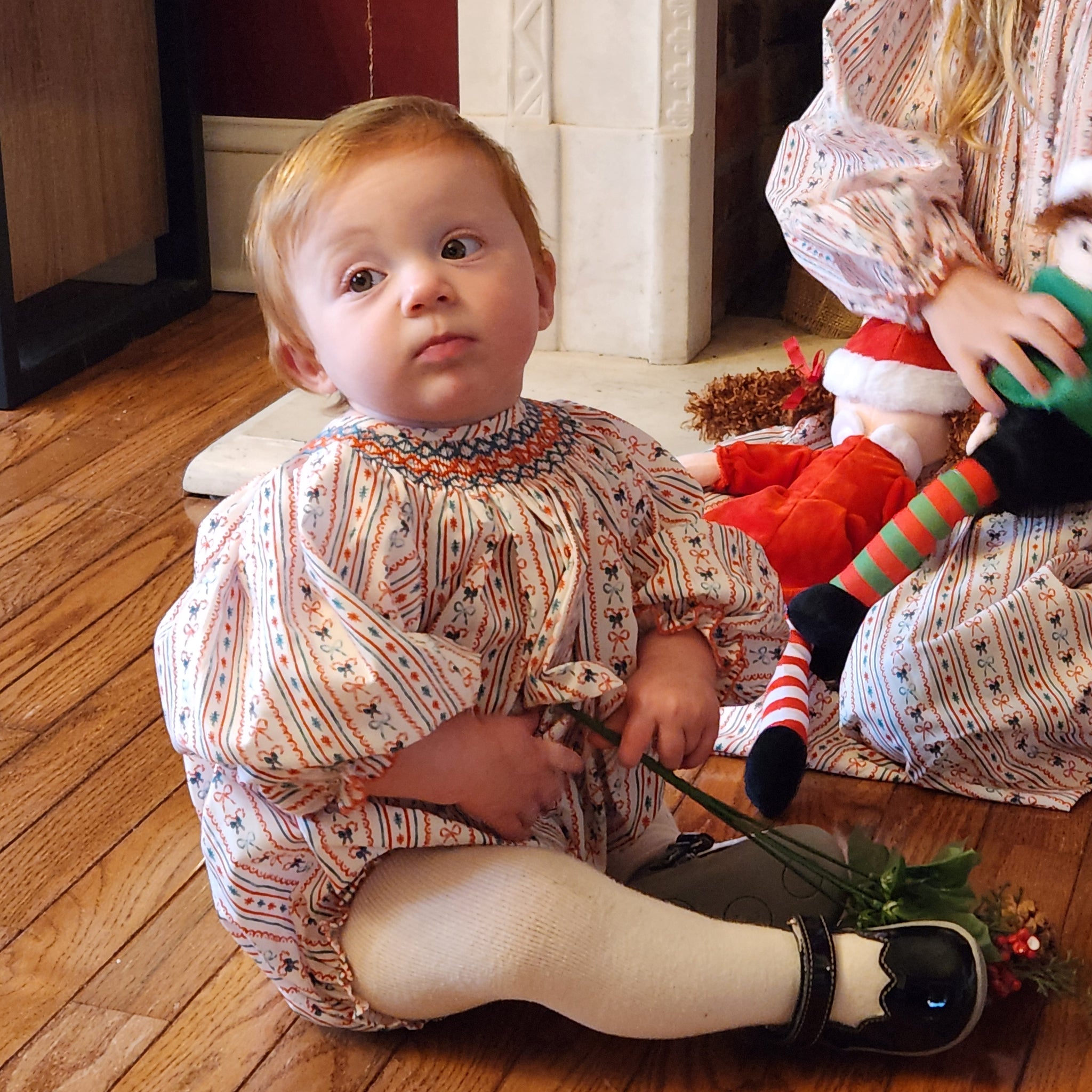 Vintage Candy Canes Smocked Bubble