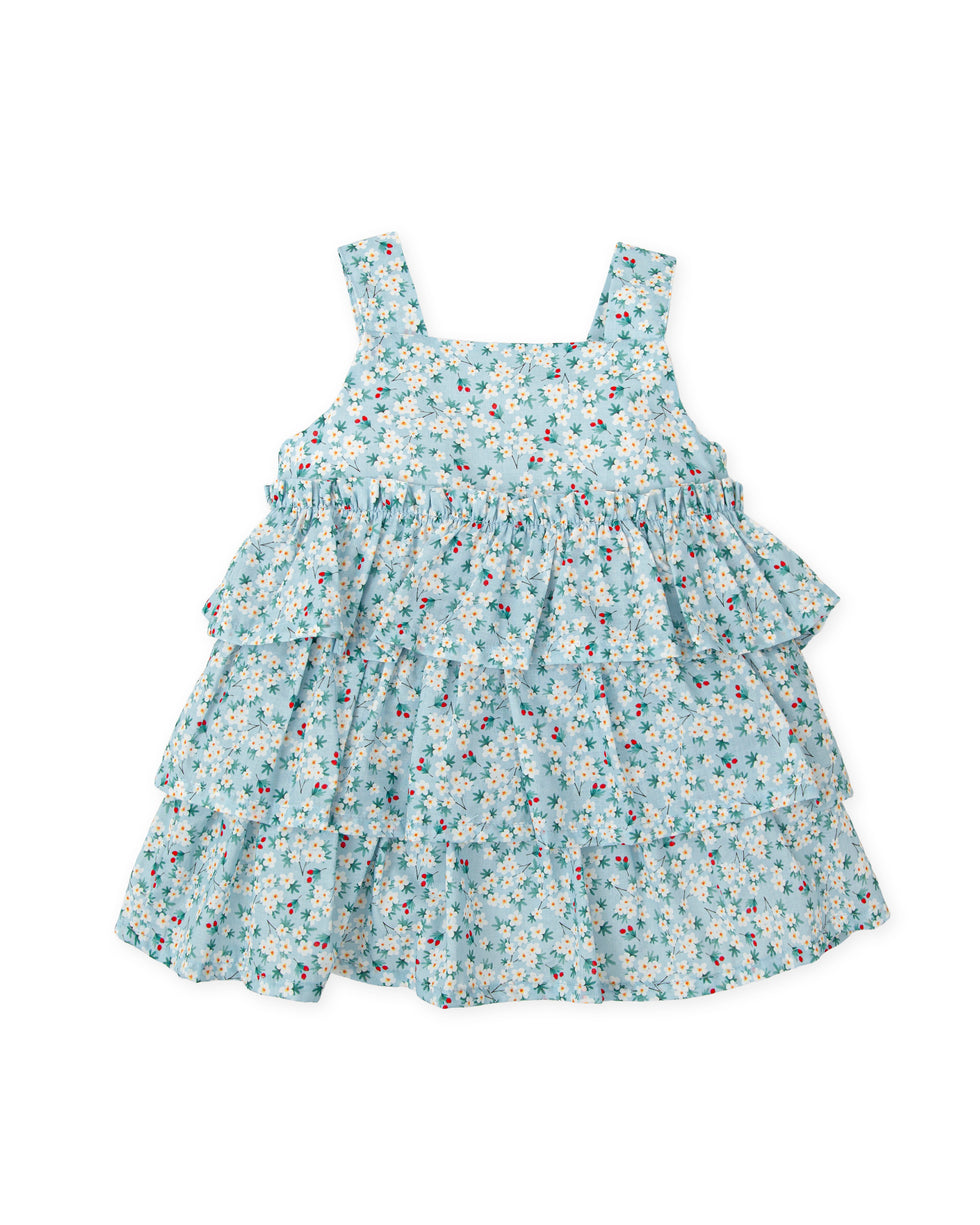 Aquamarine Floral Tiered Dress