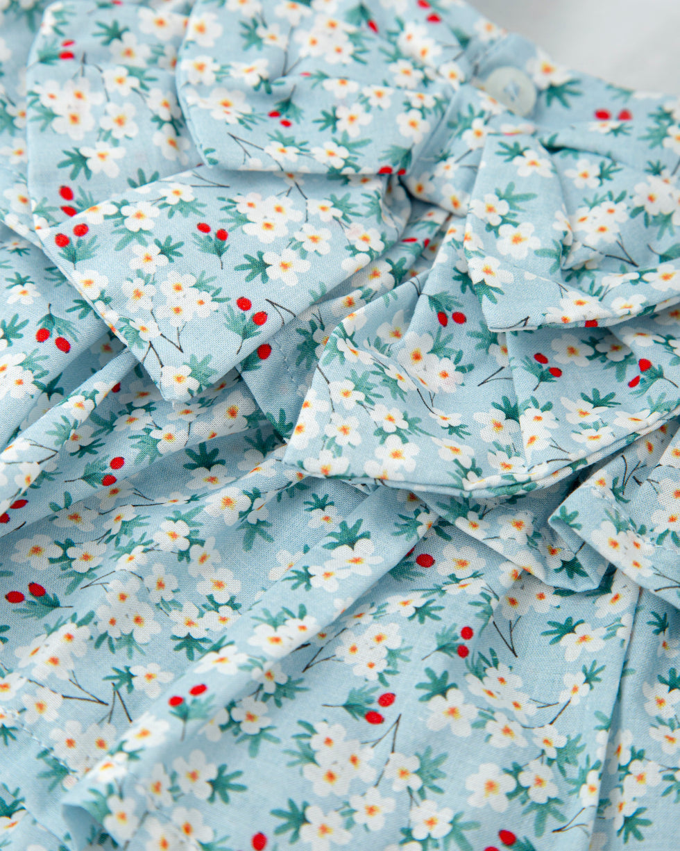 Aquamarine Floral Tiered Dress