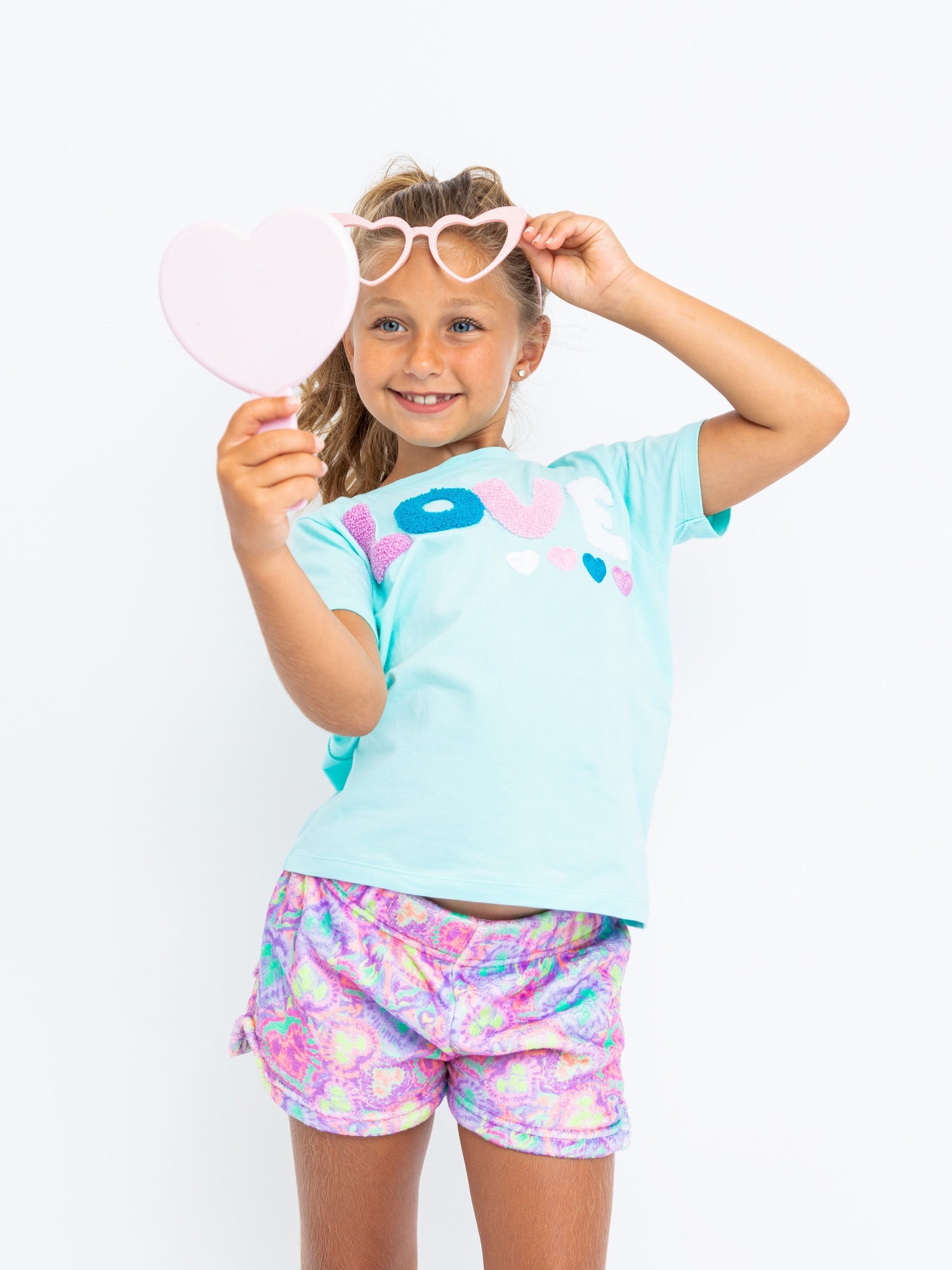 Tie Dye Hearts Plush Shorts