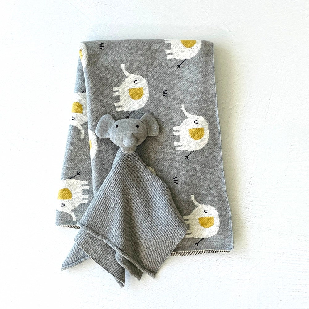 Elephant Baby Blanket & Lovey Set