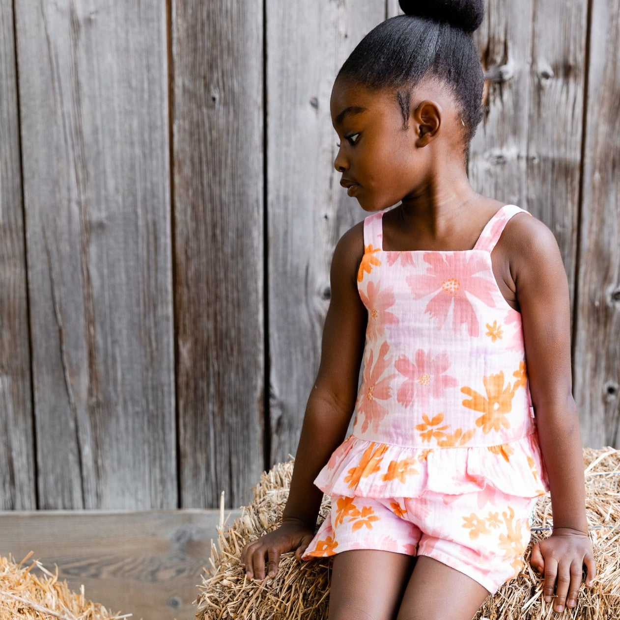 Pink and Coral Floral Tank Top & Shorts