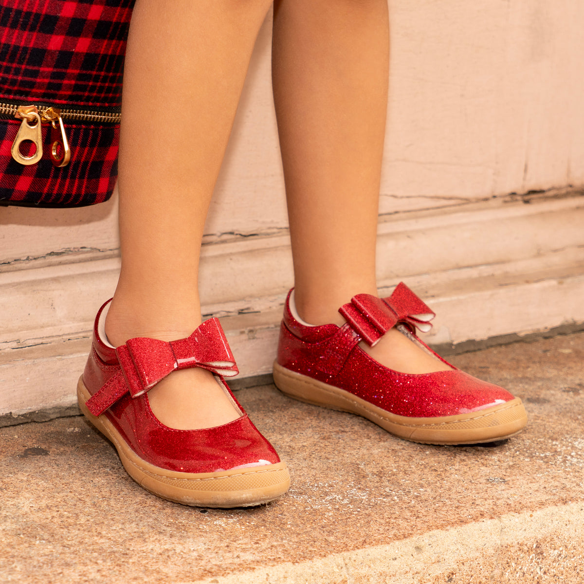 Binnie Dark Pink Glitter Patent Mary Jane Shoes