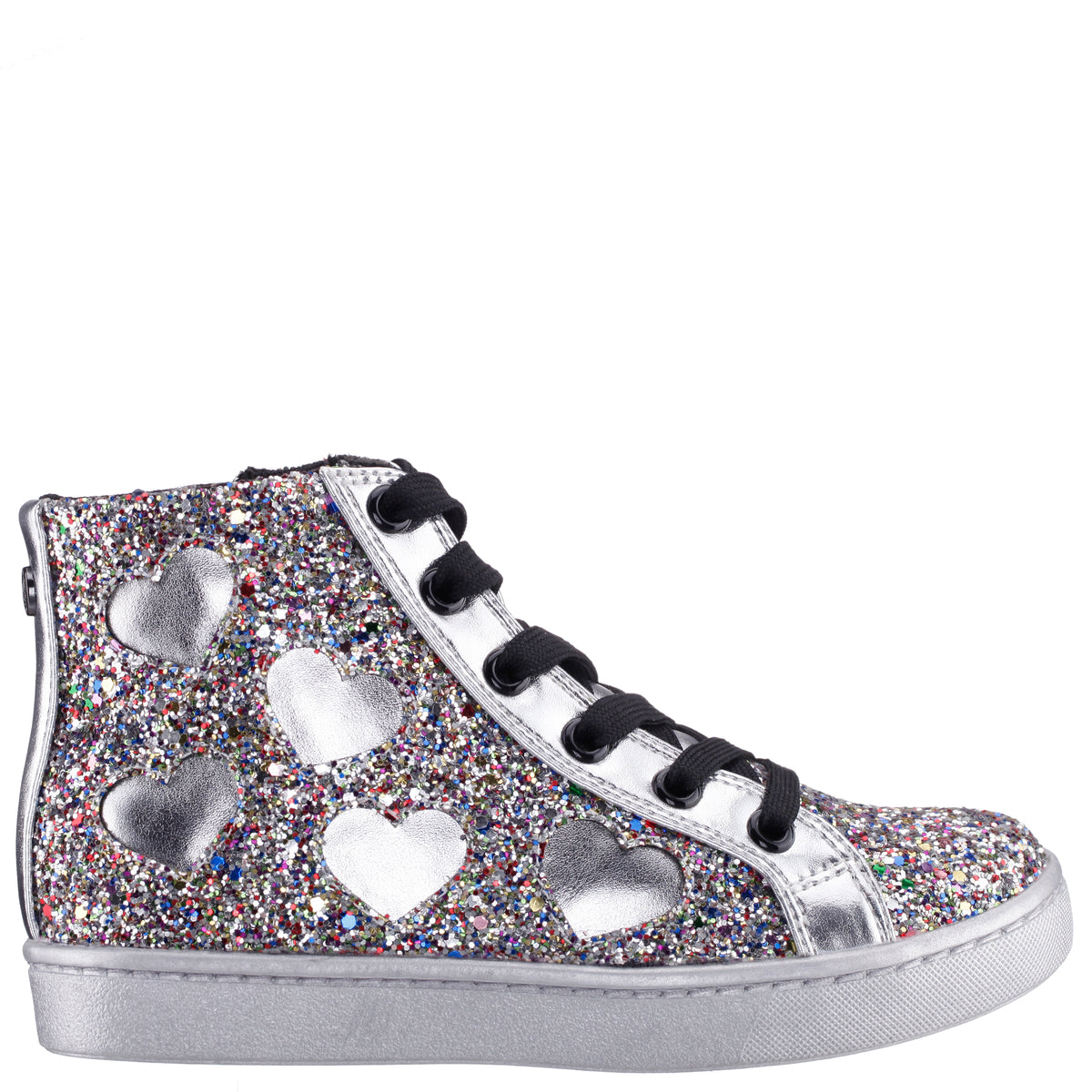 Cass Multi Glitter Hearts Hi Top Sneakers