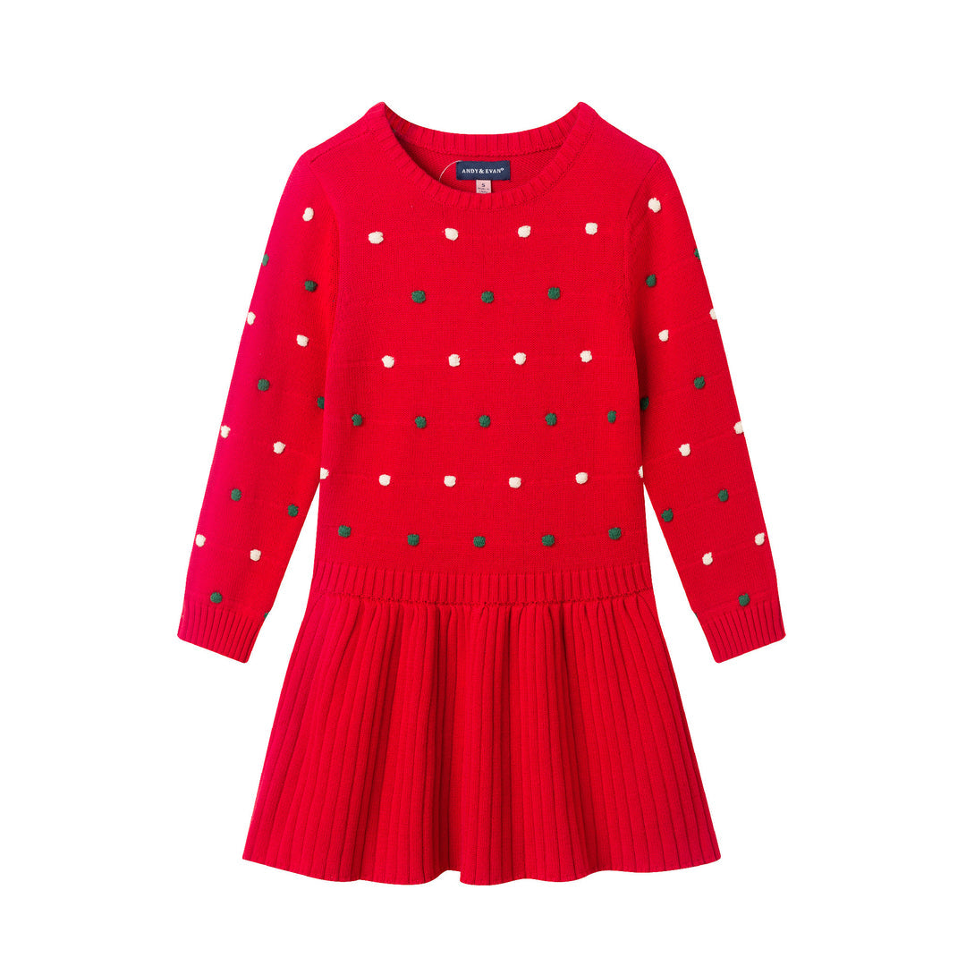 Festive Dot Red Knit Dress