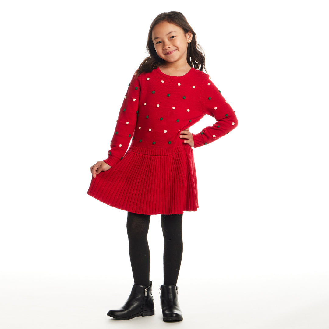 Festive Dot Red Knit Dress