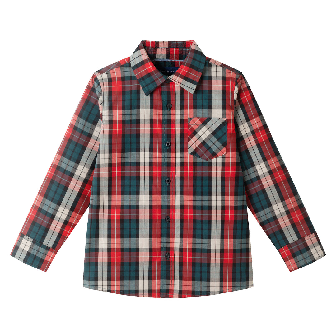 Plaid Button Down Shirt & Bowtie Set