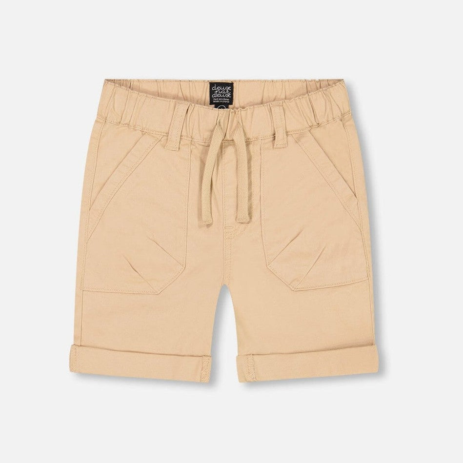 Beige Strtch Twill Shorts