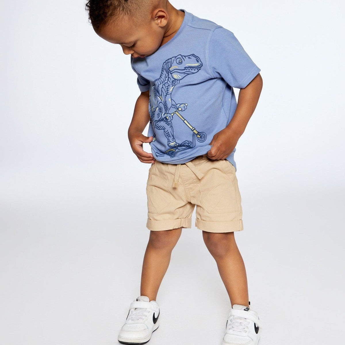 Beige Stretch Twill Shorts