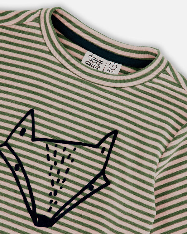 Sage & Beige Stripe Shirt