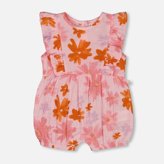 Pink and Coral Flower Romper