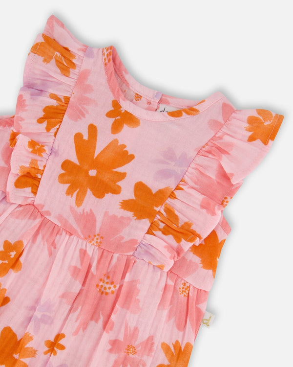 Pink and Coral Flower Romper