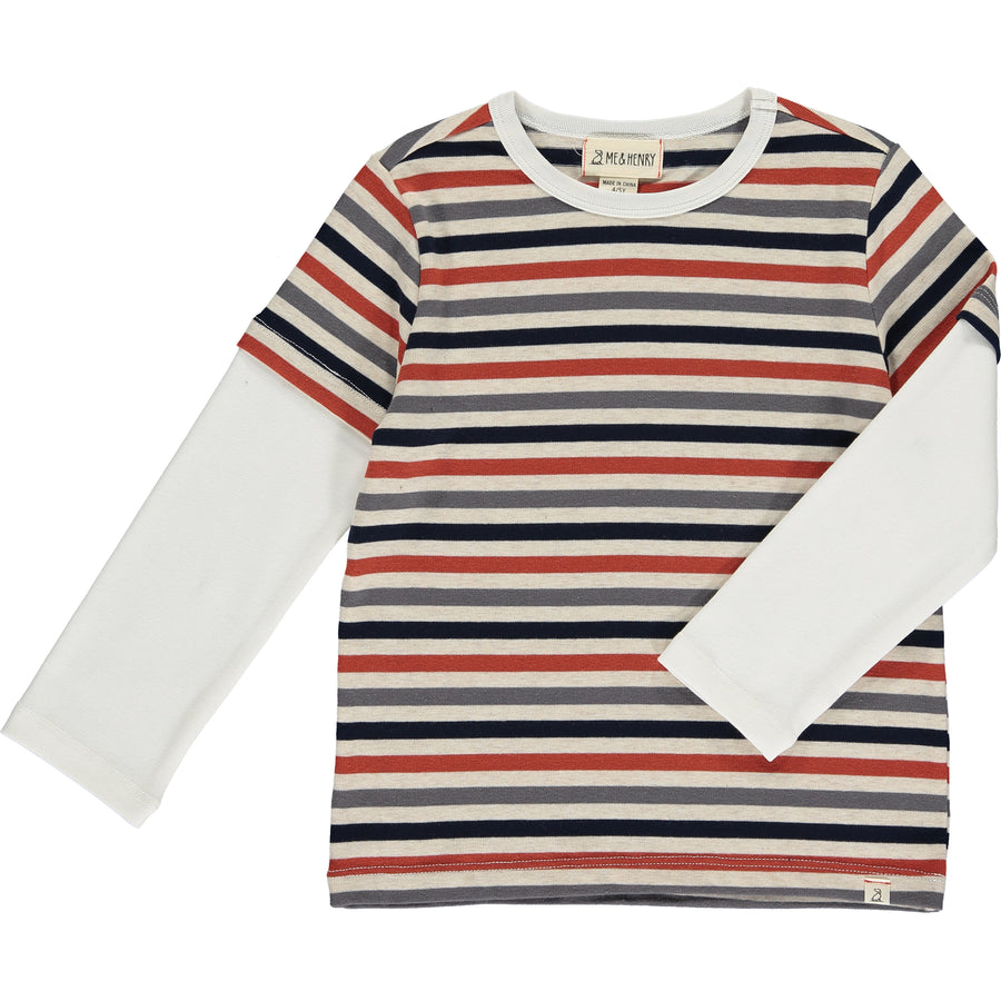Multi Stripe Mock Sleeve Tee