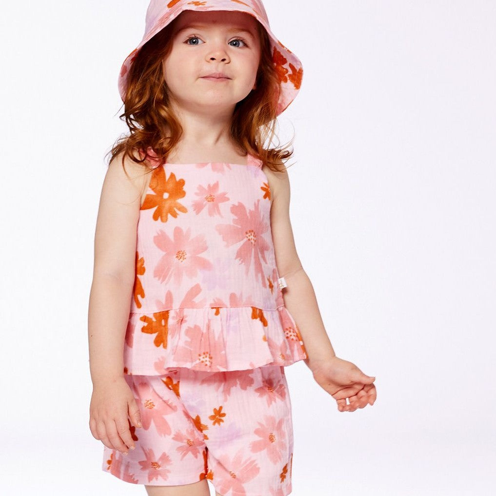 Pink and Coral Floral Tank Top & Shorts