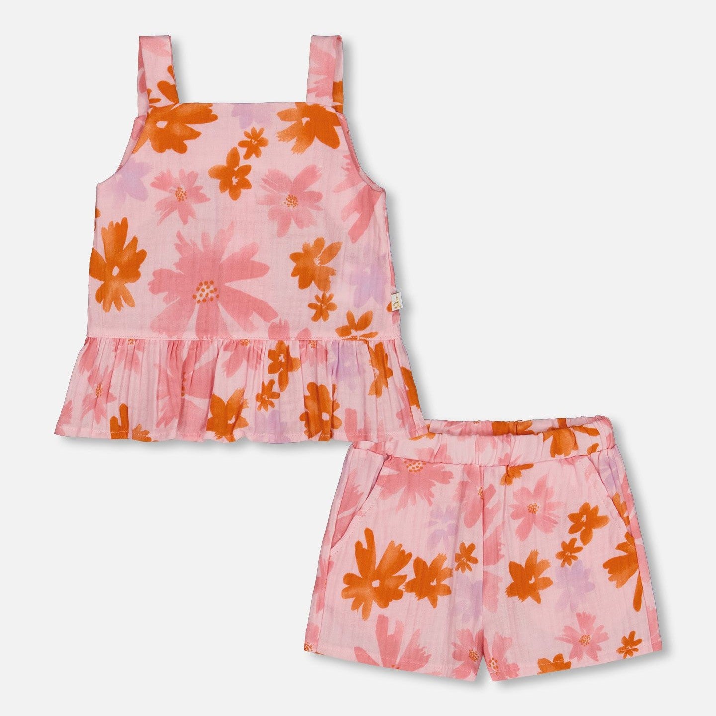 Pink and Coral Floral Tank Top & Shorts