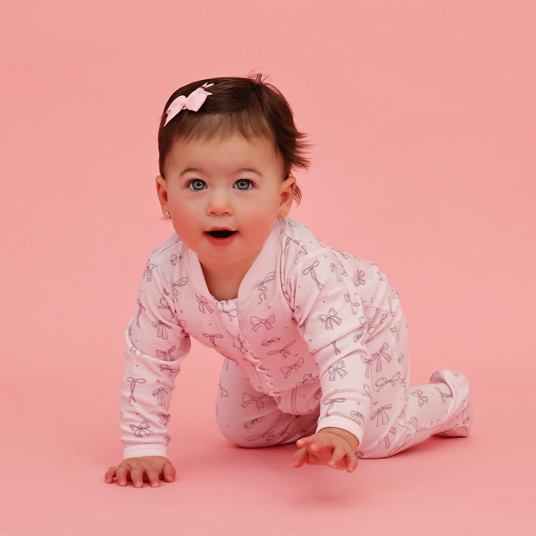 Bows Ruffle Zip Footie