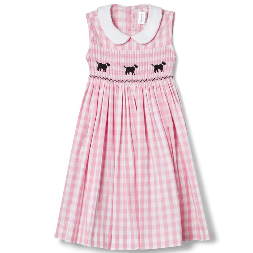 Smocked Pink Gingham Dress
