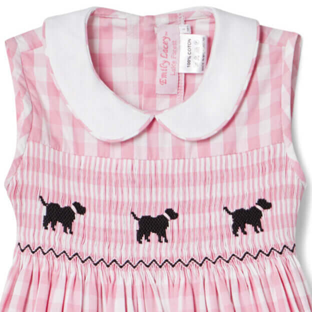Smocked Pink Gingham Dress