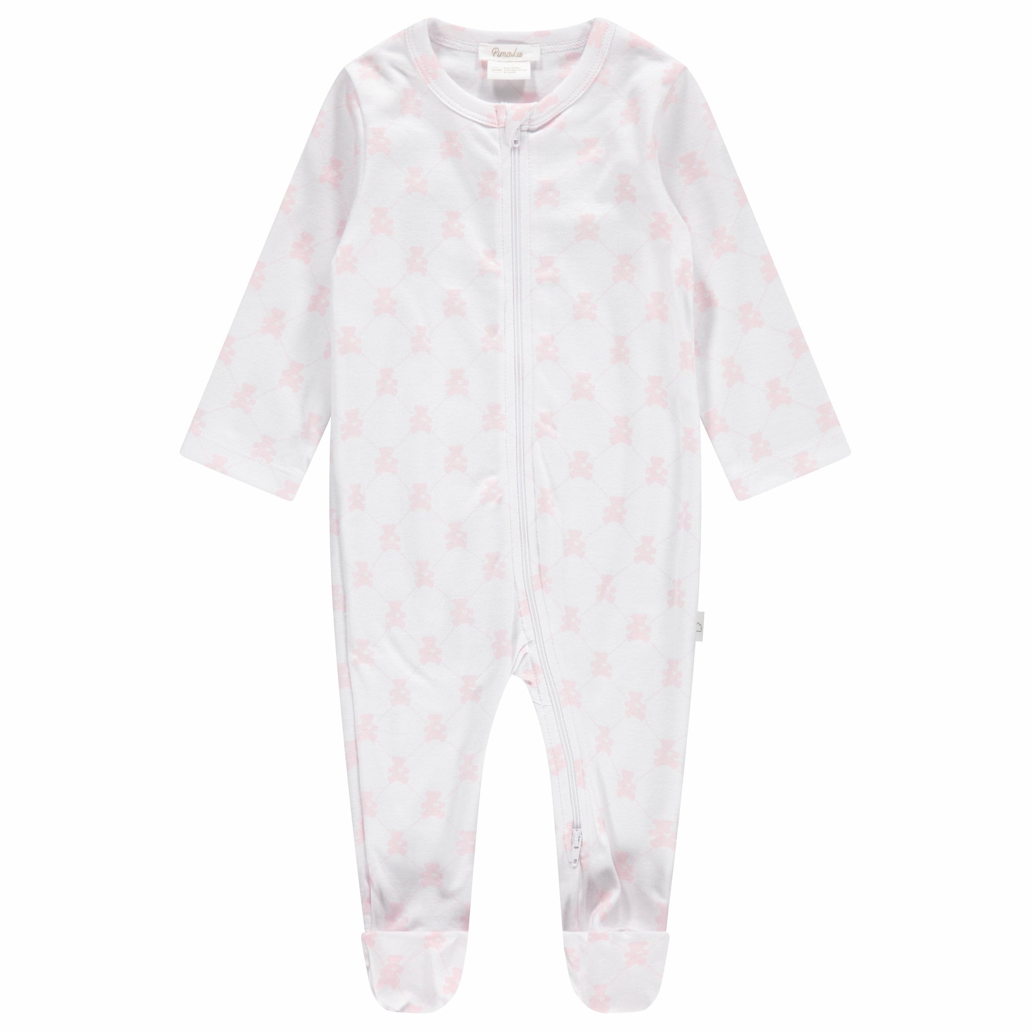 Pink Teddy Bear Zip Footie