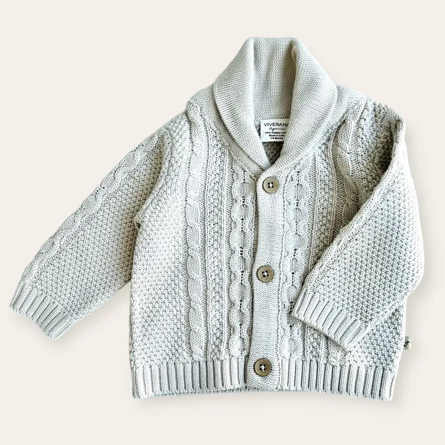 Shawl Collar Cable Knit Cardigan