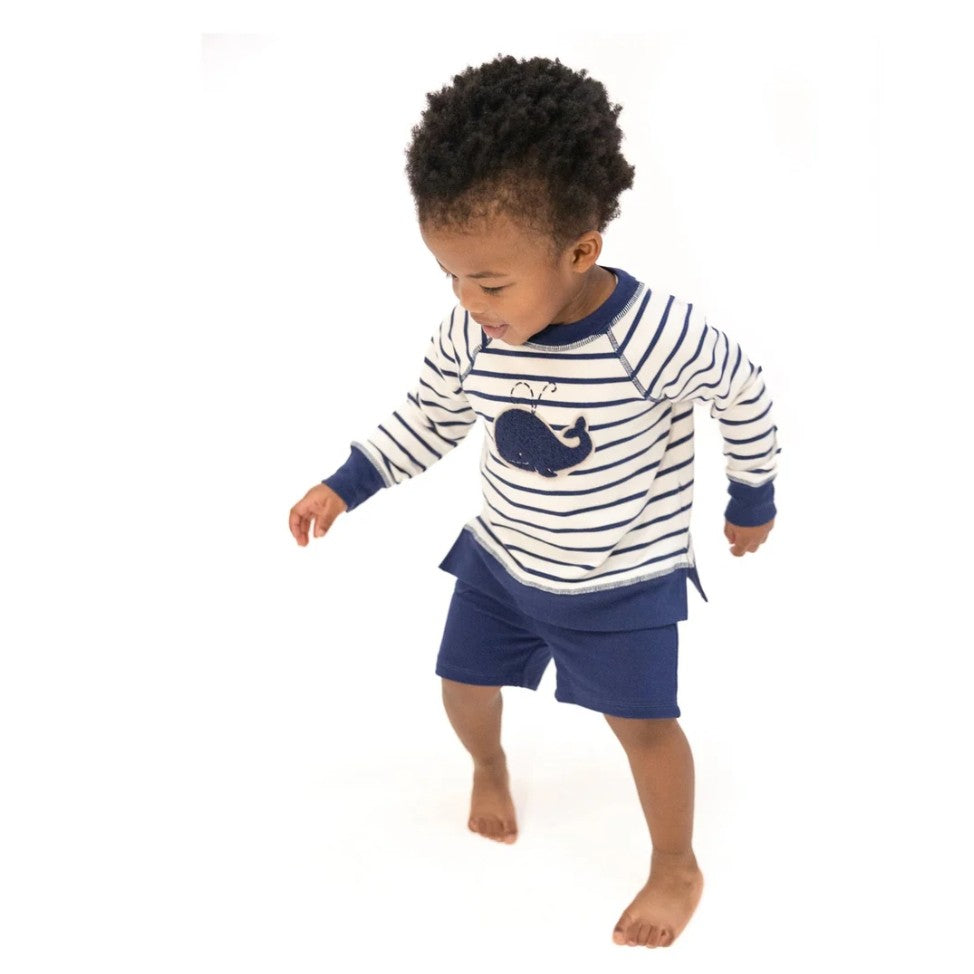 French Terry Sweatshirt with Whale Chenille Patch and Shorts