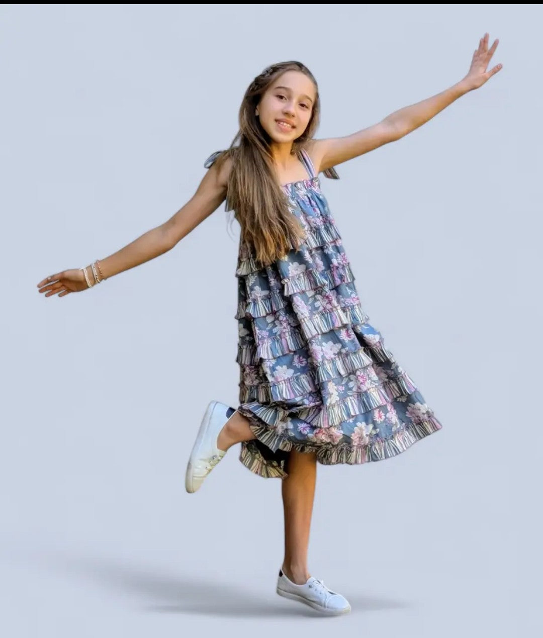 Grey Tiered Ruffle Dress