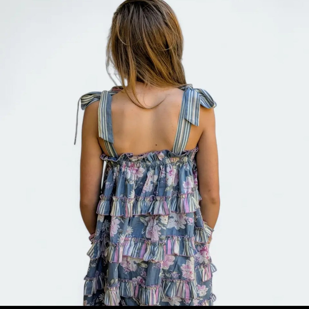 Grey Tiered Ruffle Dress