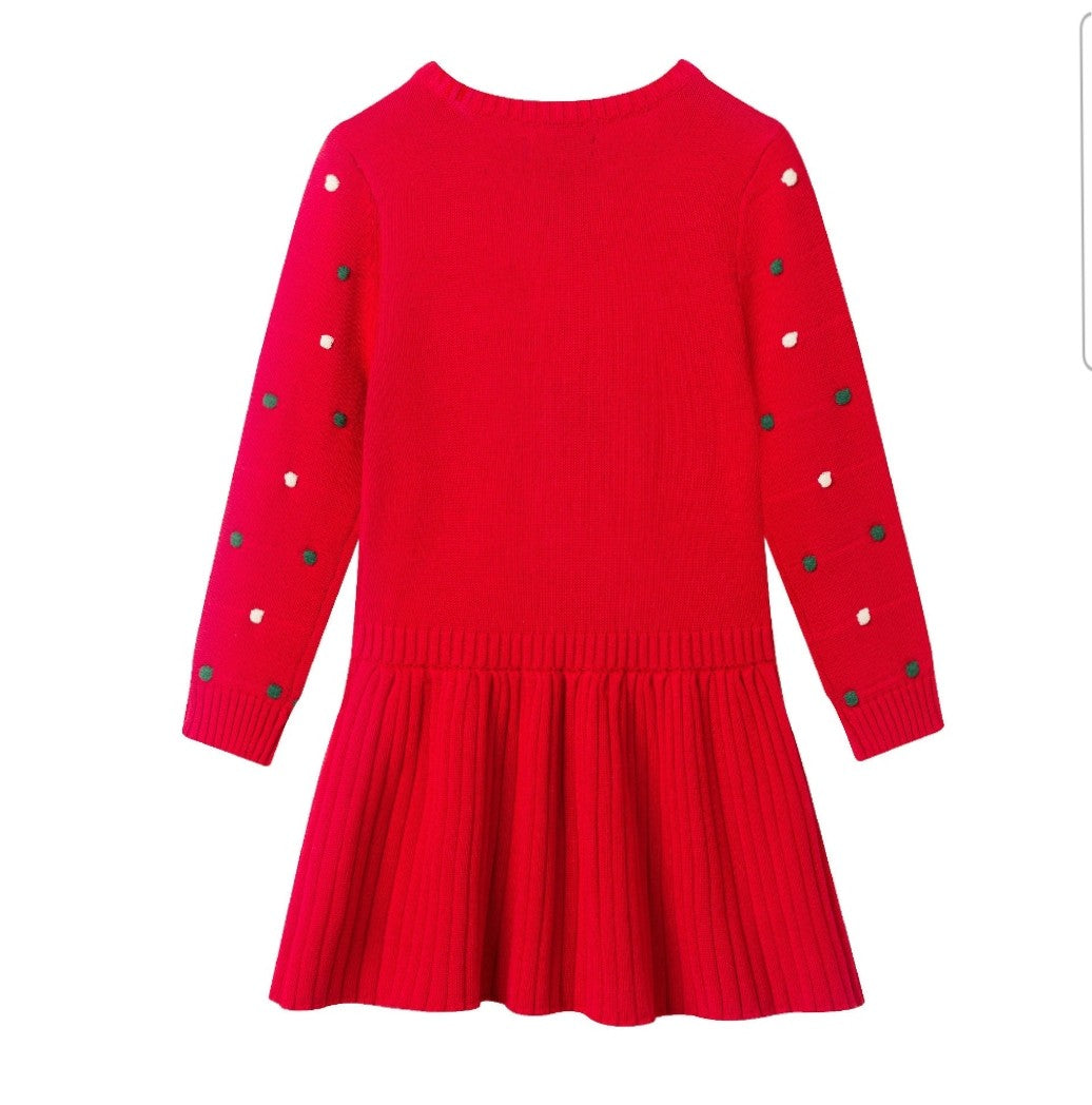 Festive Dot Red Knit Dress