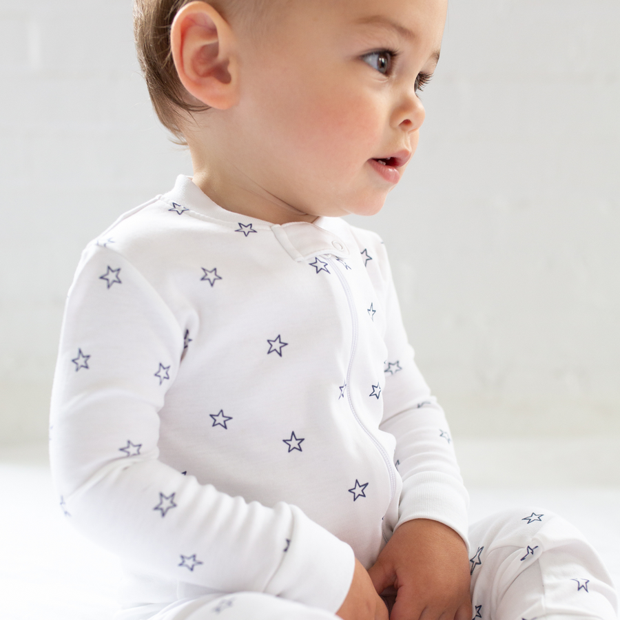 Navy Tiny Stars Zip Romper