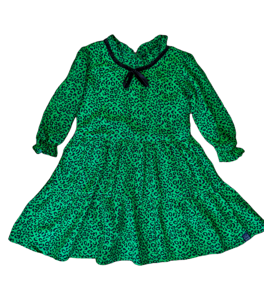 Green Leopard Tiered Dress