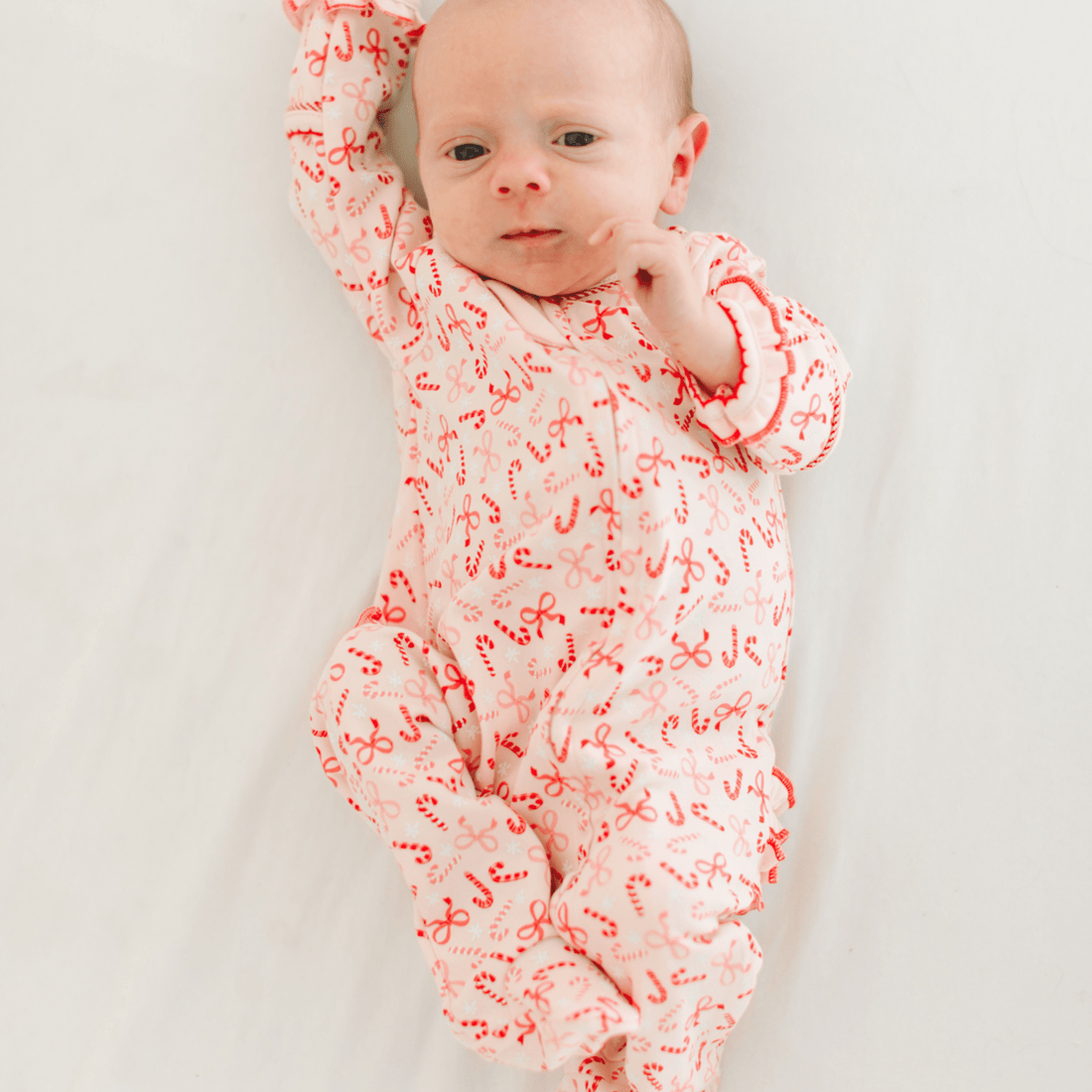 Candy Cane Lane Zip Ruffle Footie