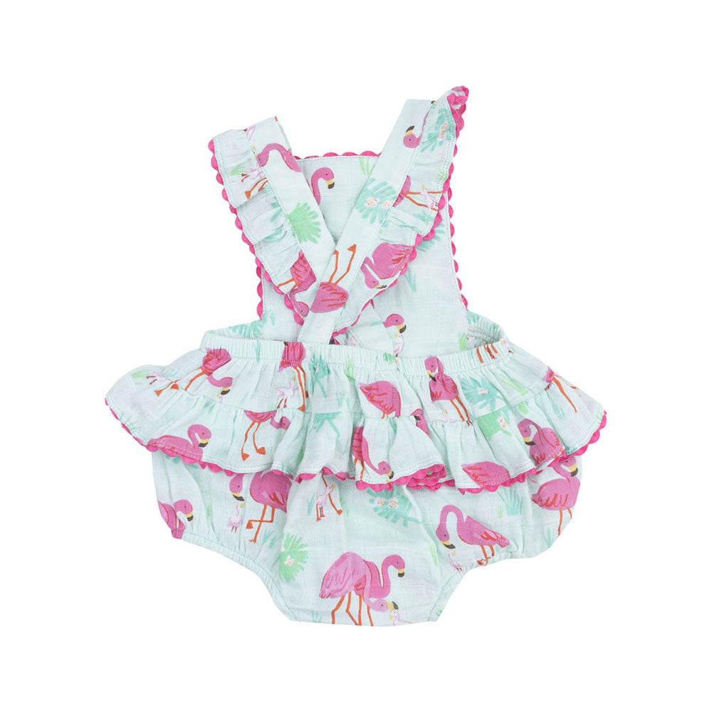 Flamingo Ric-Rac Ruffle Sunsuit and Hat