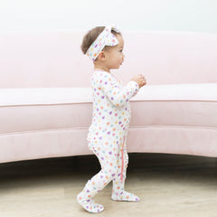 Candy Hearts Ruffled Footie