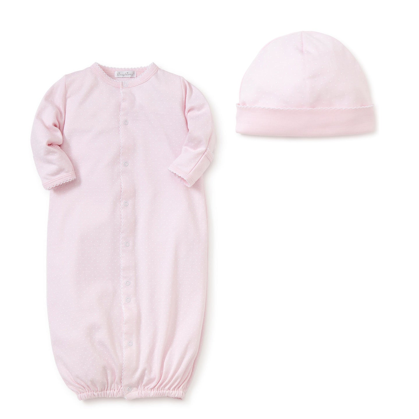 Pink Dot Print Converter Gown & Hat