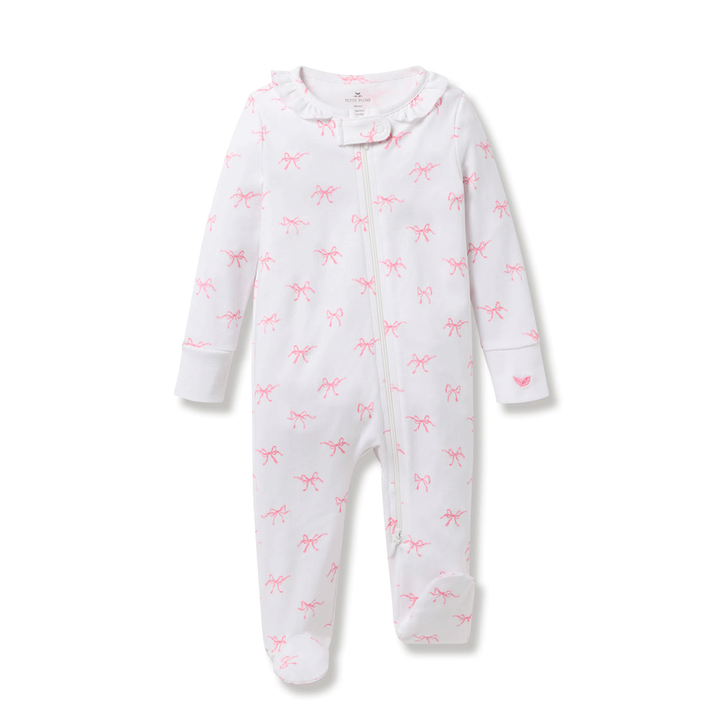 Pima Ruffle Collar Romper in Blushing Bows