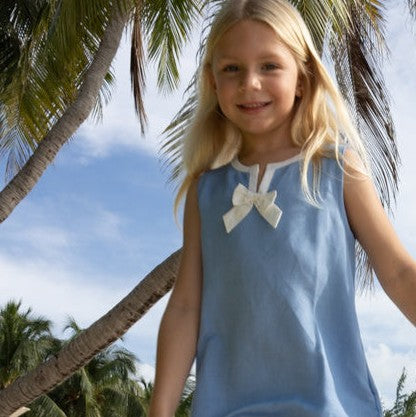 Blue Linen Shift Dress