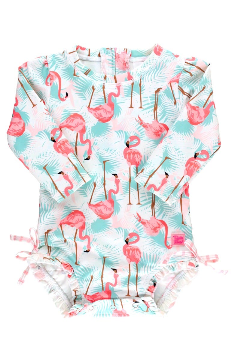 Vibrant Flamingo Long Sleeve One Piece Rashguard