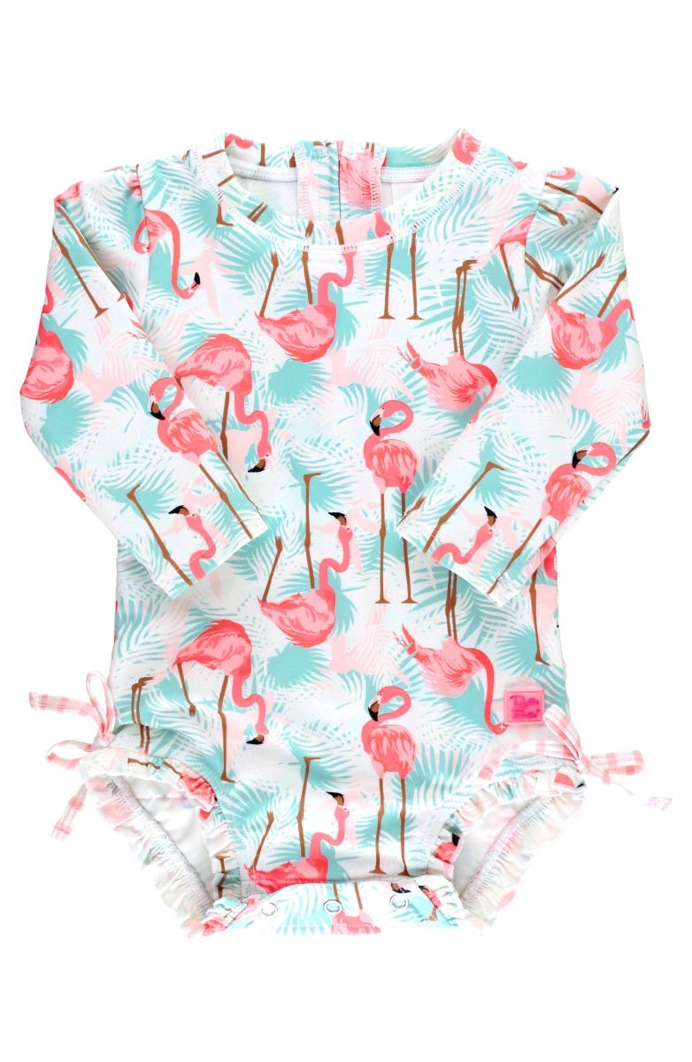 Vibrant Flamingo Long Sleeve One Piece Rashguard