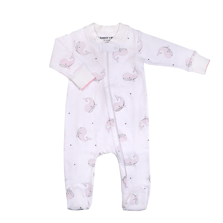 Pink Happy Whales Zipper Romper