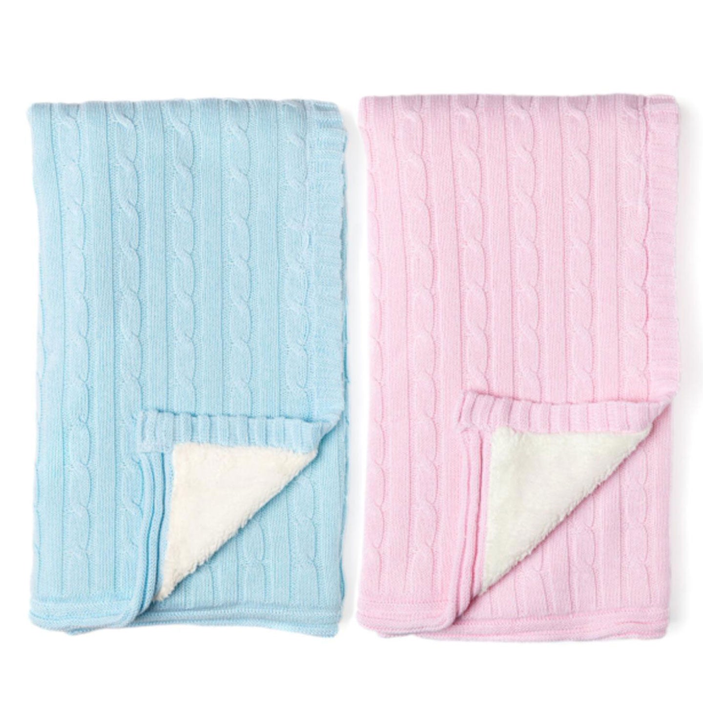 Sherpa Back Cable Knit Blanket