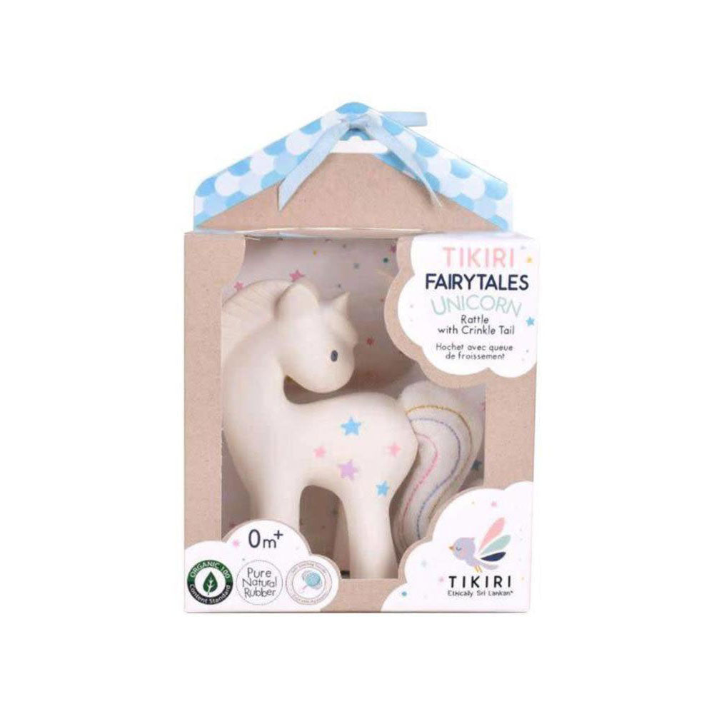 Unicorn Rubber Baby Teether and Rattle in Giftbox