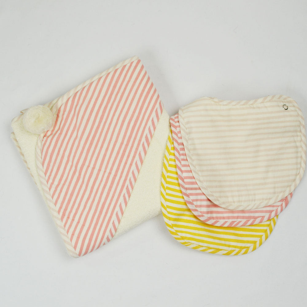 Stripes Away Hooded Towel & Bibs Set