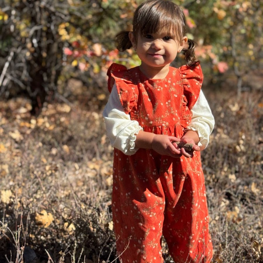 Pumpkin Floral Dani Overall Set