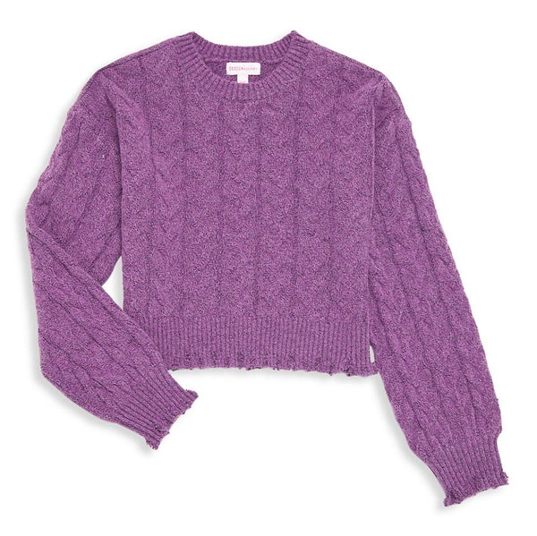 Cableknit Ruffle Trim Sweater