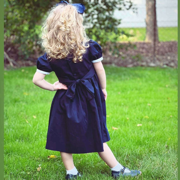 Navy Smocked Cherries Dress