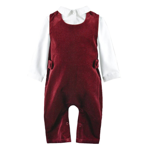 Velvet Romper with White Shirt