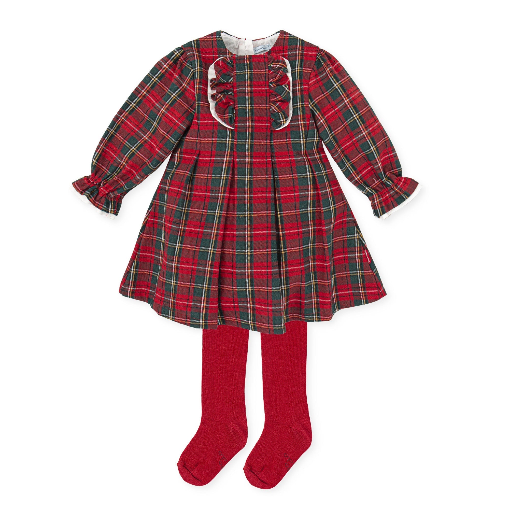 Plaid Dress with Red Tights